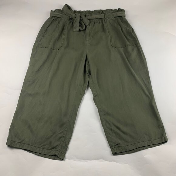 Torrid Dark Olive Tencel Belted Wide Leg Capri Pant 22 - Picture 1 of 8